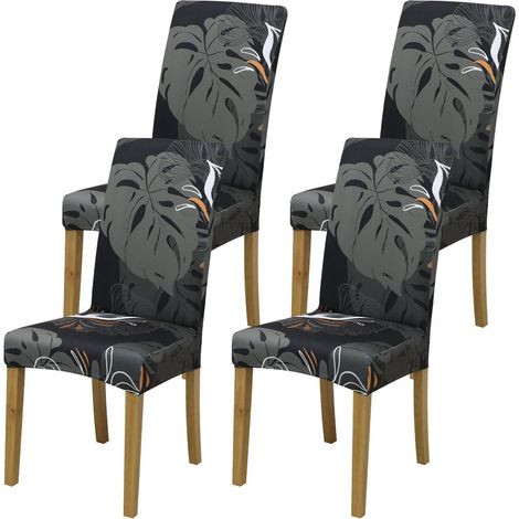 Stuhlbezüge 4er Set, weich & dehnbar, waschbar, für Esszimmer, Küche, Büro (1/5)
