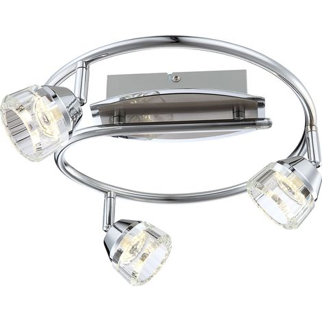 Plafoniera a LED rotonda cromata soggiorno sala da pranzo faretto in cristallo mobile Globo 56179-3