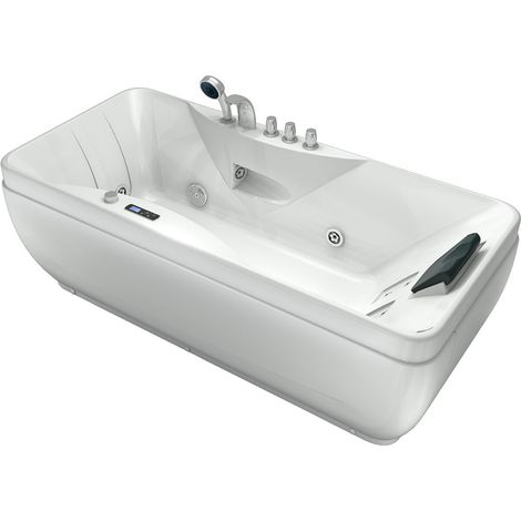 Whirlpool Vollausstattung Pool Badewanne Wanne W49H-PR 170x80cm mit Heizung, aktive Schlauch-Reinigung (1/5)
