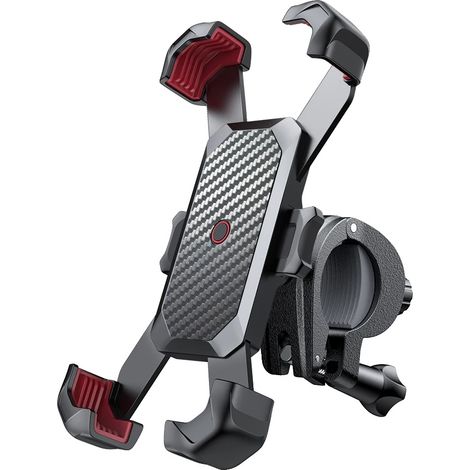Soporte para teléfono para bicicleta, rotación de 360°, diseño a prueba de golpes, color negro. (1/2)