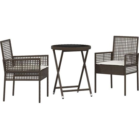 Maison Exclusive - Garten Bistro Set 3 pcs Braun Poly-Rattan