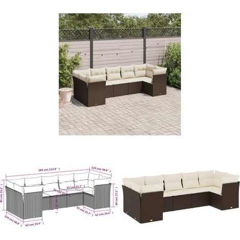 7-tlg. Garten-Sofagarnitur mit Kissen Braun Poly Rattan - Gartensofas - Outdoor Möbel - Lounge Set - Rattan Sofa - Gartenlounge - Home & Living