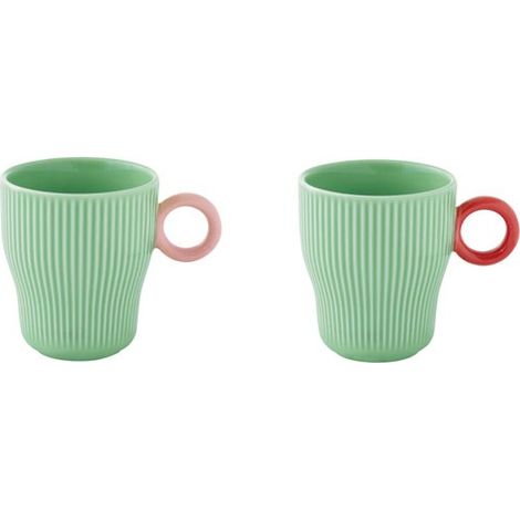 Set 2 Tassen à Café en Porzellan, 90 ml, C.B. Twist & Match Aquamarin-Rosa - Pozzi Milano Spa