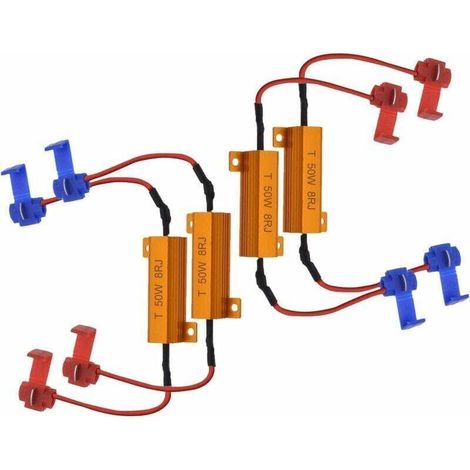 4 Stück 50W 8 Ohm LED-Lastwiderstände Scheinwerfer-Lastwiderstand Nebelscheinwerfer LED-Decoder Blinkerdraht-Decoderwiderstand (Behebt Hyperblinken, Warnunterdrückung)