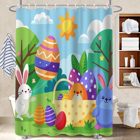 Rideau de bain 180x180 imperméable rideau séchage rapide pour baignoire asymétrique (1/5)