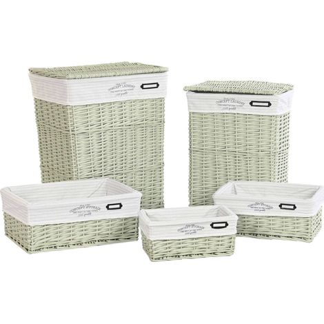 Panier vert en osier synthétique pour intérieur chic - Vert osier tissé (1/5)