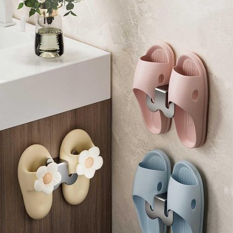4-teiliges Schuhregal für die Tür,Hängendes Schuhregal,Selbstklebendes Schuhregal,Hausschuheregal fürs Badezimmer,Schwarz & Weiß (1/4)