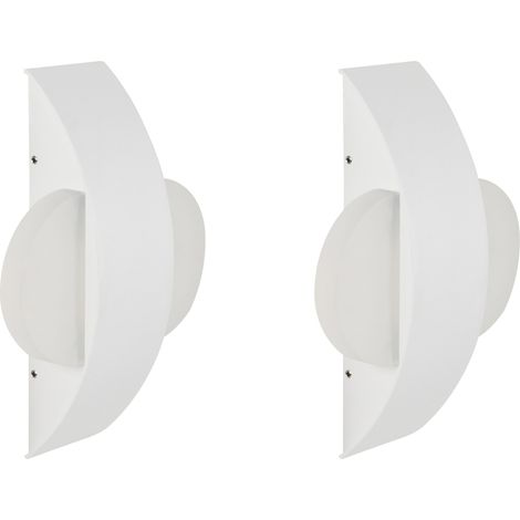 Conjunto de 2 lámparas LED de pared exterior redondas decorativas iluminación moderna de aluminio blanco Lossie (1/5)