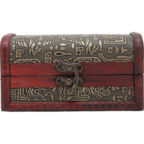 Boîte à bijoux rétro en bois vintage, compacte et résistante, multifonction et portable (1/5)