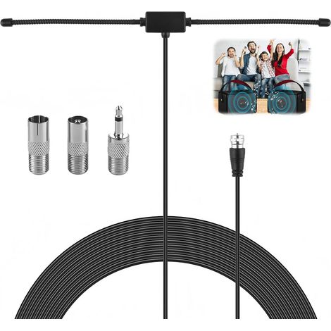 1 Antenne FM, Câble coaxial 3m, Connecteur F mâle, Adaptateurs inclus, Pour tuner HiFi récepteur DAB système audio domestique (1/4)