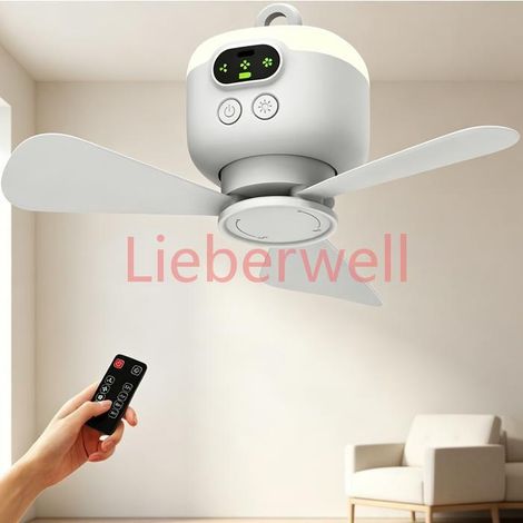 Mini ventilateur de plafond rechargeable par USB, petit ventilateur de plafond portable télécommande mini ventilateur tente (1/5)