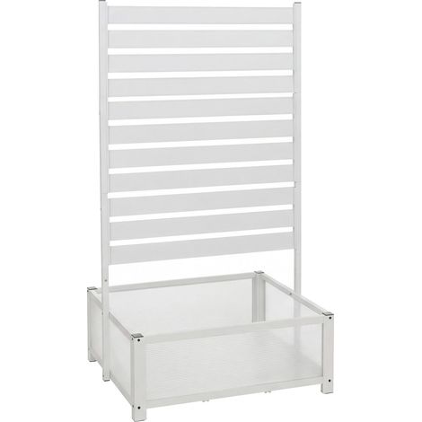 [JAMAIS UTILISÉ] Bac en aluminium avec treillis HHG-574, jardinière avec espalier, 158 x 90 x 75 cm, blanc