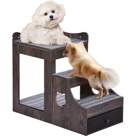 VEVOR Letto a Castello per Animali Domestici con Scale Rimovibili, Trespolo per Finestra per Cani/Gatti con Contenitore, Divano Letto per Cani a Piu Livelli di Piccola Taglia, Uso Interno, Grigio