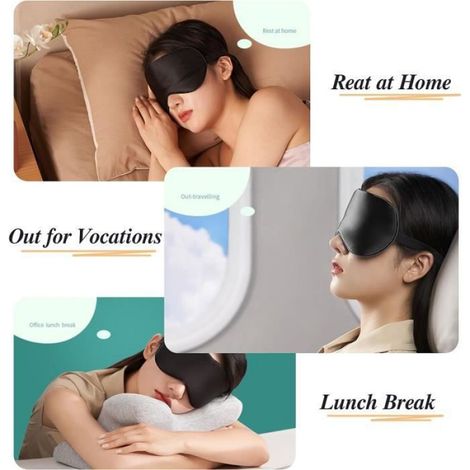 Masque de Nuit, Lot de 2 Masque de Sommeil, Masque de Sommeil en Soie Ultra-Douce, Anti-Lumière, Masque de Yeux avec Sangle Réglable (1/4)