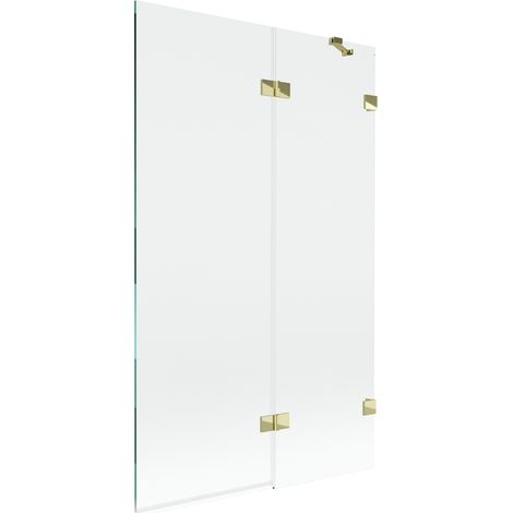 Mexen Lunar Duschwand 2-flügelig rechts 110 x 150 cm, transparent, gold - 897-110-100-50-00-P