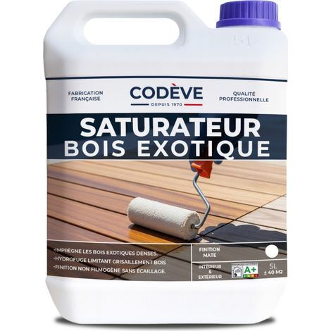 Codève Bois – Saturateur bois exotique 5 L – Protection hydrofuge UV – Aspect mat non filmogène – Pour bois Ipé, Cumaru, Sipo, Iroko
