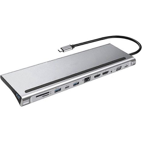 USB-C-Hub für HDMI-Adapter, 12-in-1 USB Typ-C Hub auf Dual für HDMI RJ45 Dockingstation (1/5)