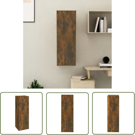 The Living Store TV-Schrank Räuchereiche 30,5x30x90 cm Holzwerkstoff - TV-Schrank - Wandregal - Wohnwand - Fernsehtisch - Moderner Schrank (1/5)