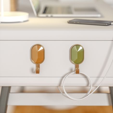 2-teiliges Garderobenhaken-Set für Bad, Küche, Wohnzimmer, WC, kein Bohren erforderlich, selbstklebend (1/4)