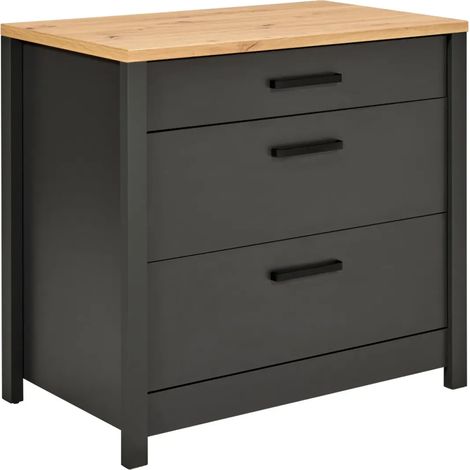 Mobile Base per Cucina Piano Cottura con 3 Cassetti Antracite Rovere (1/5)