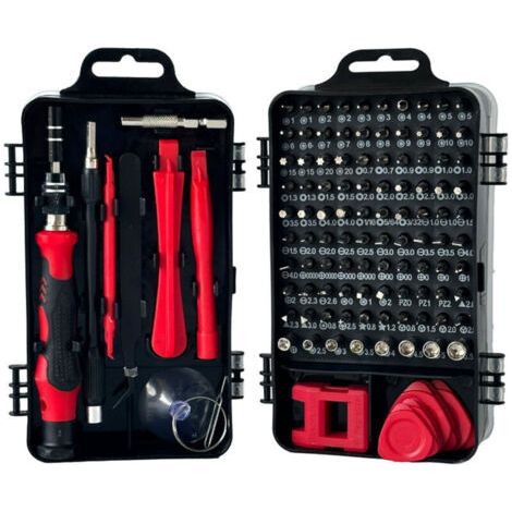 115 en 1 Mini jeu de tournevis(Rouge) de précision jeu de tournevis de précision pour Machine à laver climatiseur réfrigérateur voiture électrique (1/4)