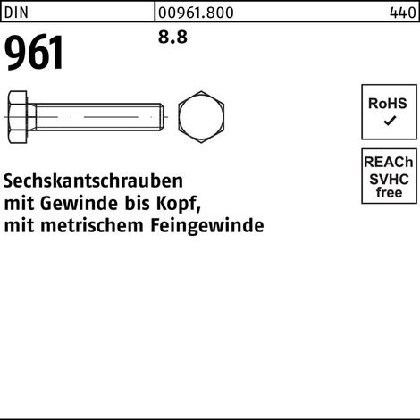 Sechskantschraube DIN 961 VG M24x1,5x 55 8.8 25 Stück
