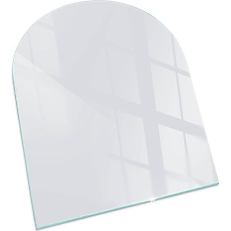 Plaque Rectangulaire de sol sous poêle à bois en verre trempé protection thermique du plancher Couleur Gris clair 80x70 cm (1/5)