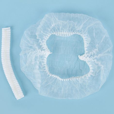 Casquette jetable non tissée, couvre-chef, casquette rayée, casquette de travail anti-poussière, casquette champignon de chef, casquette d'hygiène et de beauté, blanche, 21 pouces, à double côte. (1/5)