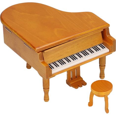 Klavierförmige Spieluhr aus Holz, Nachbildung eines Klaviers, Dekoration für Weihnachten, Geburtstag, Valentinstag, Holz (1/5)