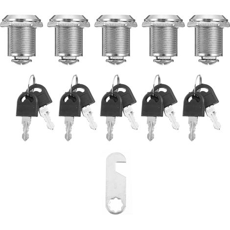 5 Pièces Schrankschloss aus Zinklegierung Silber Rostfrei und Sicher für Metall Büroschränke (1/5)