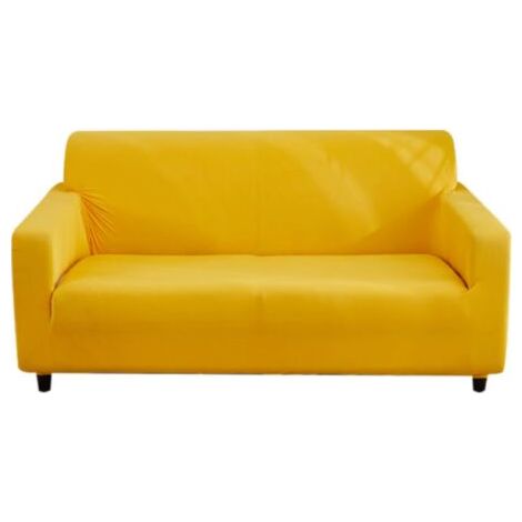 QORVA-Jaune - Housse de canapé 2 places 150-185 cm, extensible, élégamment douce, universelle, antidérapante, lavable (1/5)