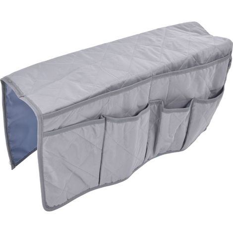 Soporte para mando a distancia de sofá con bolsillo integrado, resistente al polvo y al agua, diseño práctico, organizador para reposabrazos, color gris. (1/5)