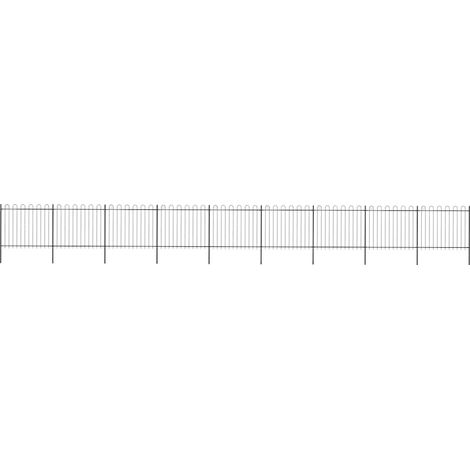 vidaXL Garden Fence with Hoop Top Steel 1506x150 cm Black (1/5)