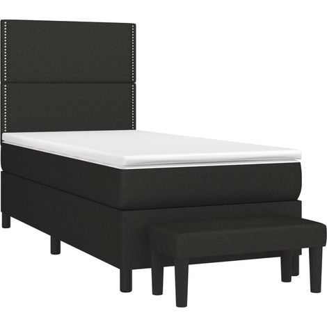 Cama box spring con colchón tela negro 100x200 cm vidaXL (1/4)