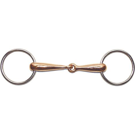 14,5 cm: Filetto ad anelli snodato in acciaio inox con imboccatura in rame vuoto 18 mm