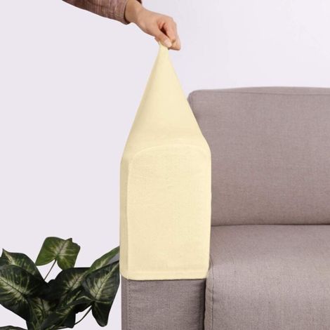 2 Pcs Canapé Canapé Accoudoir Couvre Canapé Extensible Housse de Canapé Meubles Protecteur Fauteuil Accoudoir Housse de Protection Manche pour Canapé Inclinable(Beige)