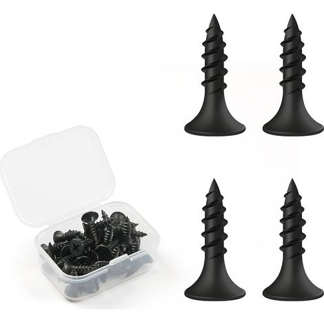 Vis Placo à Fixation Rapide M3.5 x 16 mm, 50 Pièces Vis Phosphatées Pour Plaque de Plâtre Sur Profilé en Acier Pour Cloisons Sèches, Vis Noires Tête en Trompette Pour Cloisons Sèches (1/5)