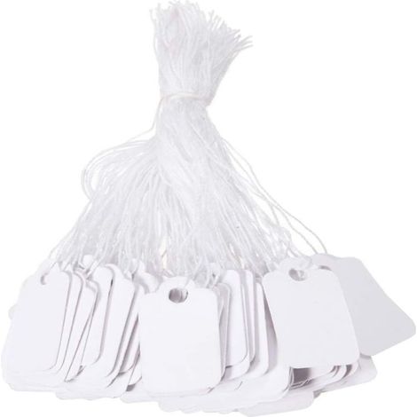Lot de 500 étiquettes de prix blanches avec ficelle pour vêtements, bijoux, bagues – 23 x 13 mm (1/5)