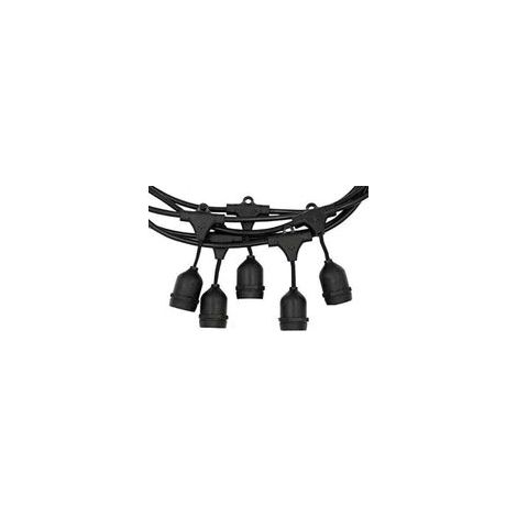 Guirlande lumineuse extérieure avec 10 douilles E27, 10 mètres, couleur noire classique, pour décoration de jardin, fêtes de fin d’année et événements extérieurs (1/5)