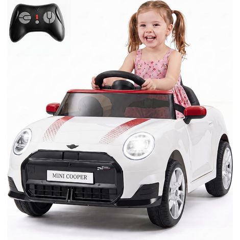COSTWAY BMW Mini Cooper 12V Macchina Elettrica per Bambini 3-8Anni (Bianco) (1/2)