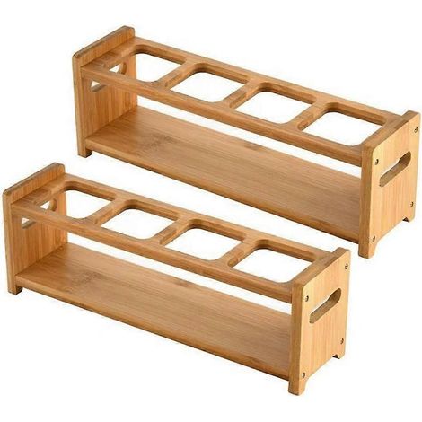 Présentoir à bouteilles d'huile à 4 trous pour comptoir de cuisine - Couleur bois (1/5)