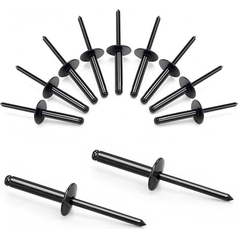70 Pièces Rivet Pop en Aluminium Noir 4.8x25 mm, Rivets Aveugles à Collerette Large, Rivets Pop pour Fixation de Métaux, Automobile, Meubles et Industrie (1/5)