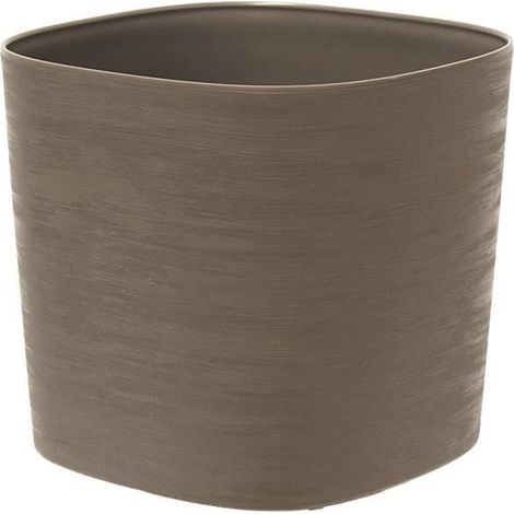 Vaso con riserva d'acqua - GARDEN ID Respect - Taupe 40 x 40 cm - 100% rifiuti domestici - 100% riciclabile - Superficie strutturata.