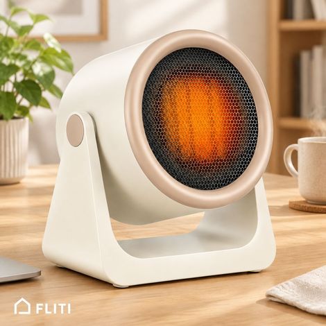 FLITI Portable Office Heater with Smart Thermostat, Adjustable Angle, Beige, Energy Saving, Quiet (1/5)