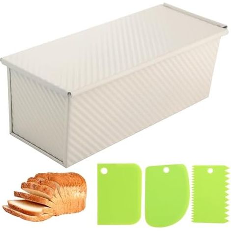 Pullman-Kastenform 33 cm mit Deckel, Antihaftbeschichtung, beige, rechteckige Backform für Sandwichbrot & Toast, leicht zu reinigen, 2,2 lb Fassungsvermögen