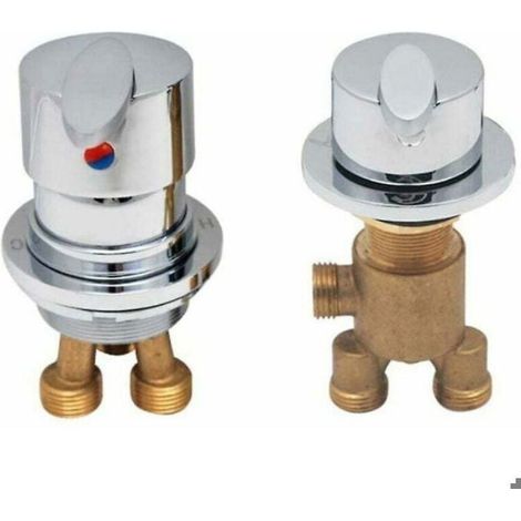 Mitigeur Cabine De Douche - Laiton - Chrome - Connexion Eau Chaude Froide - Pour Cabine De Douche - 1 Pièce (1/4)