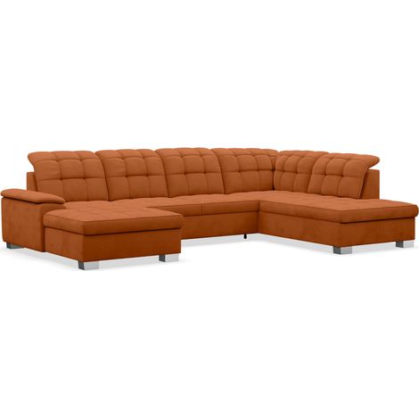 Selsey Jamaal - Wohnlandschaft mit Schlaffunktion und Stauraum, linksseitig, Velours hydrophob, kupferfarben (1/5)