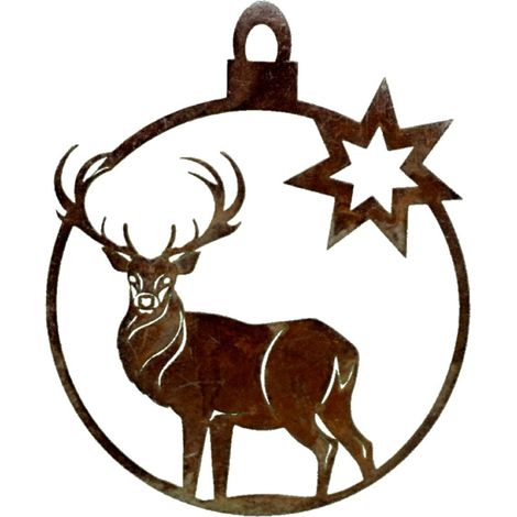 Lot de 3 Suspensions de Noël Cerf en Métal Patine Rouille Décoration Sapin et Jardin - PANGIVO (1/3)