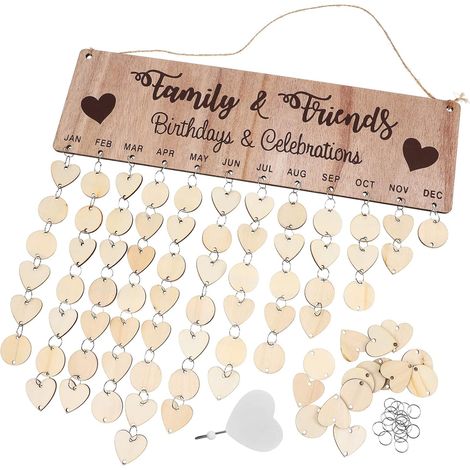 Calendario dell'Avvento in legno con 100 dischetti da appendere per decorazione murale e promemoria per la famiglia. (1/5)