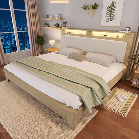 Cama matrimonio 160x200 con LED y almacenaje DESVIAE (1/5)